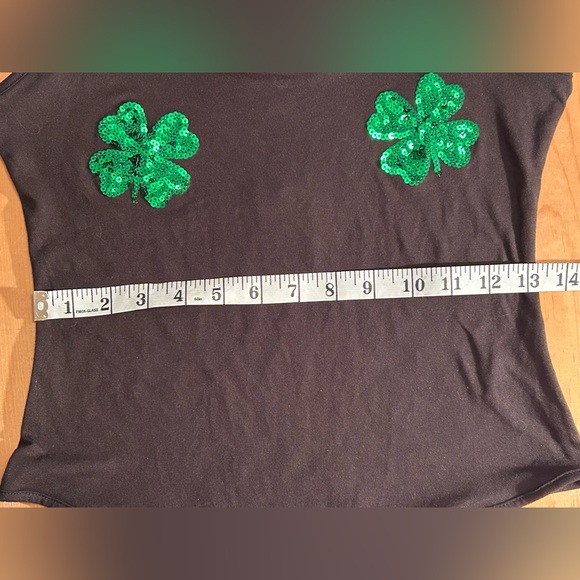 NWT St Patricks Day Shamrock Sequin Bodysuit Snap Closure Festival Tank Large - Picture 7 of 8